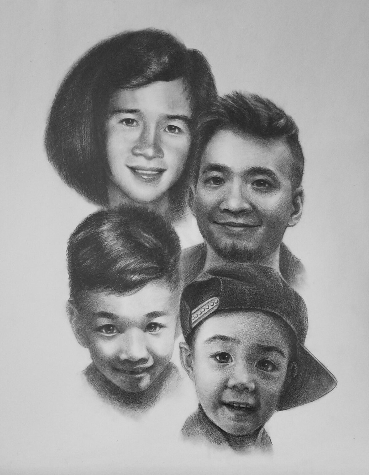 Family, Pencil on canvas