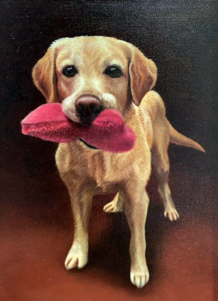 Labrador with a ball, Oil on canvas